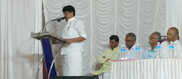 T Siddique MLA speaking at the Navajeevitham programme organised by Harrisons Malayalam Ltd as part of reuniting the workers and staff of Sentinel Rock Estate
