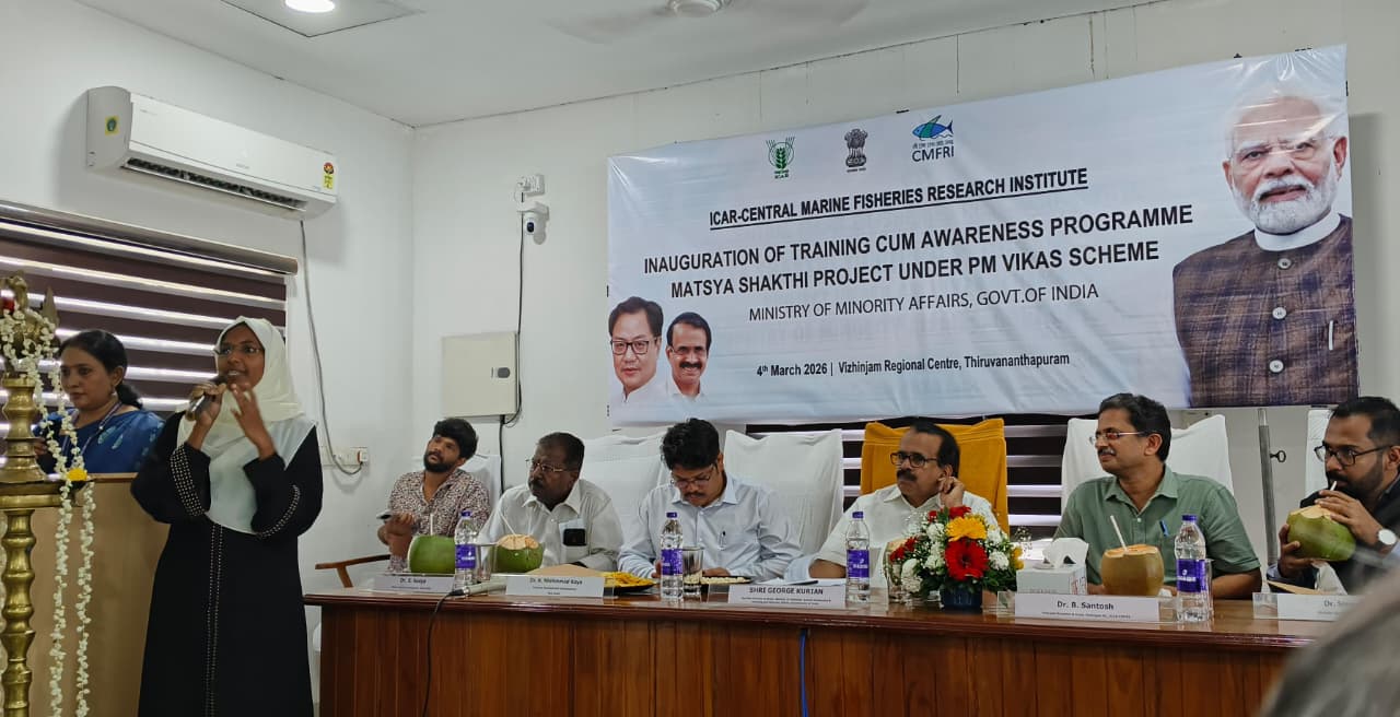 Union Minister George Kurian inaugurating Matsya Shakti workshop at CMFRI Vizhinjam